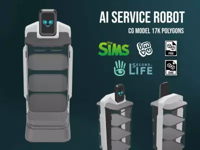 AI Service Robot Low-poly 3D model