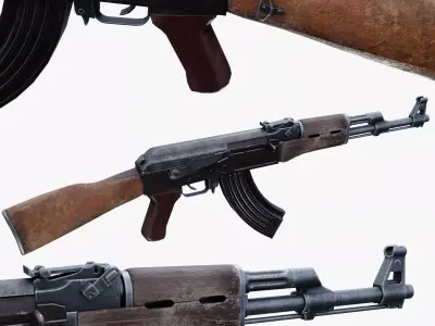 Old AK 47 Low-poly 3D model