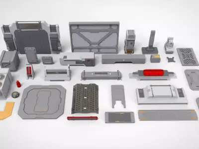 sci-fi Architecture kitbash 21 3D model