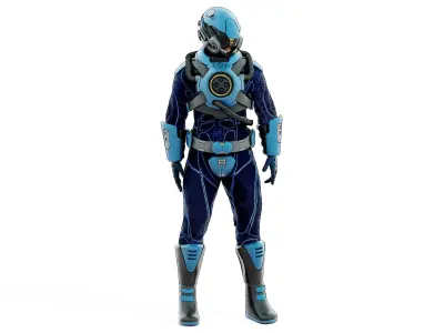 CYBER ASTRONAUT-X  Rigged for Unreal Engine - Unity - MIXAMO 3D model