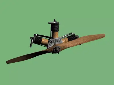 Vintage aircraft engine 1910 3D model