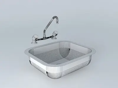 Cuba / Sink and Faucet Steel Free 3D model