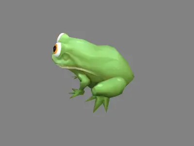 Cartoon field frog Low-poly 3D model