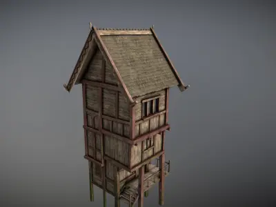 Medieval lake village - House 15 Low-poly 3D model