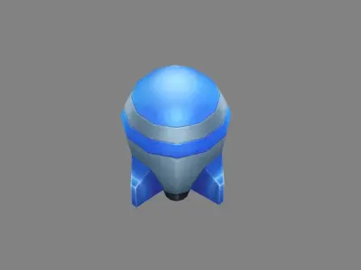 Cartoon blue rocket missile Low-poly 3D model