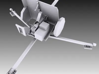 2 Pounder Anti-Tank Gun 3D model