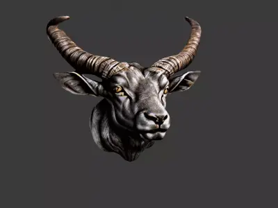 Bull Animal Head Low-poly 3D model