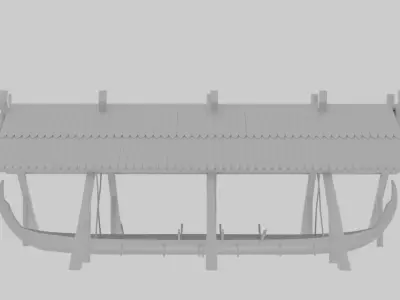 Viking ship under construction Low-poly 3D model