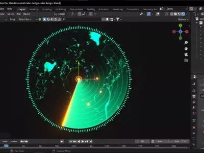 scifi radar hud design Low-poly 3D model