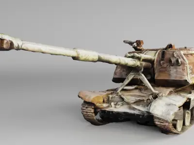 Destroyed 2S19 Msta 152 mm self-propelled howitzer 3D model