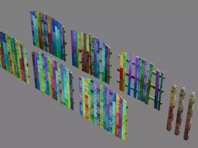Wooden Fencing Free 3D model