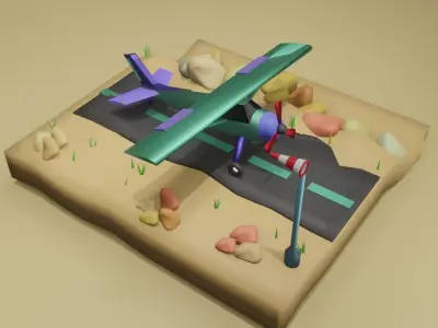 3d plane t in virtual world Free low-poly 3D model