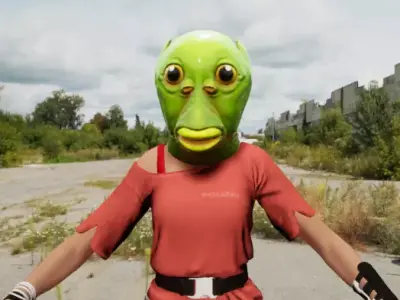 Next-Gen PBR Fat Head Fish TikTok Fish Funny Prank Mask Headset Low-poly 3D model