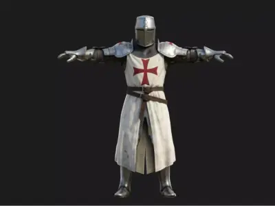 Templar Knight Rigged Low-poly 3D model