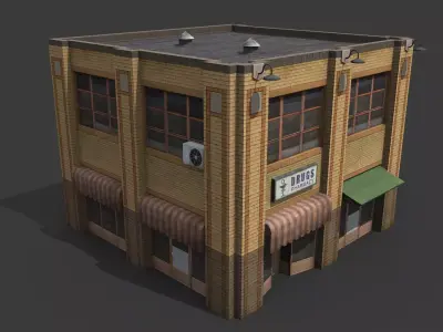 Old Drug Store Low-poly 3D model