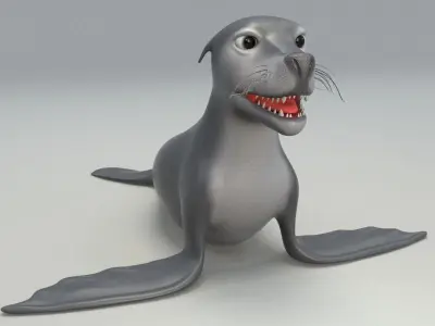 cartoon sea lion Low-poly 3D model