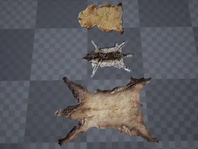 Low Poly Animal Pelts Low-poly 3D model