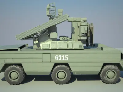 SA-8 Gecko 9K33A Osa Low-poly 3D model