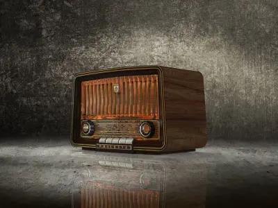 Low Poly Old Radio 4 maresal3d Low-poly 3D model