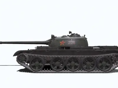 T-54 T-55 Soviet Main Battle Tank Low-poly PBR Low-poly 3D model