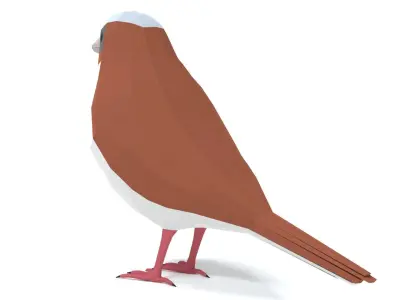 Low Poly Cartoon Sparrow Low-poly 3D model