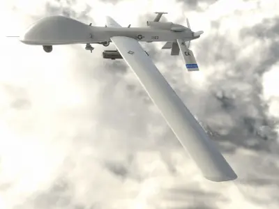 Low Poly PBR Game Ready MQ-1C Drone Low-poly 3D model