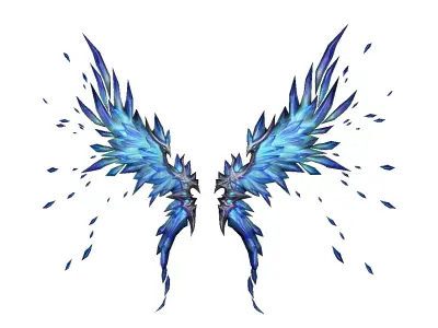 Blue Crystal Wing Low-poly 3D model