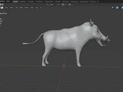 African Animal Warthog  Low-poly 3D model