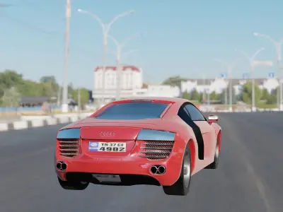 Low Poly Car 3D model audi sports street Free low-poly 3D model