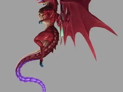 dragon red Low-poly 3D model