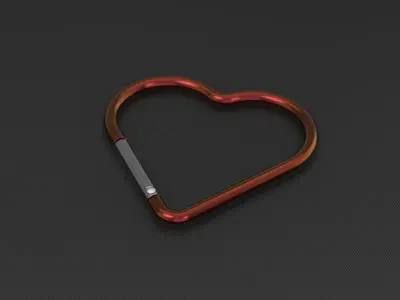 Heart-shaped Carabiner as prop for 3D rendering 3D model