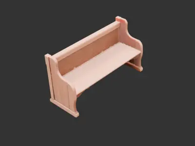 Classic Wooden Church Pew Low-poly 3D model