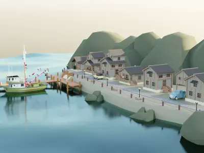 Fishermans Village Low-poly 3D model
