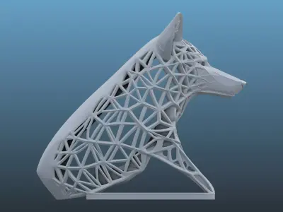 Futuristic Cyber Wolf Statue PM-84 3D print model