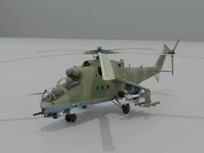 Mil Mi-24V Hind Low-poly 3D model
