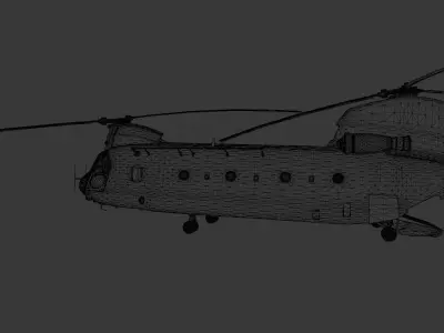 CH 47 Chinook Military Transport Helicopter with Interior 3D model