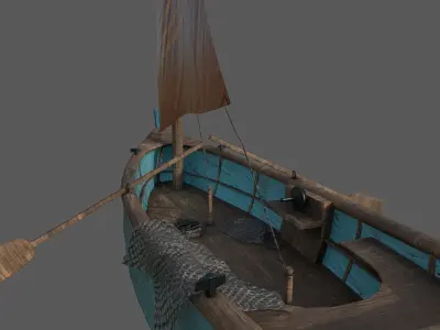 Wooden Fisher Boat 3D model