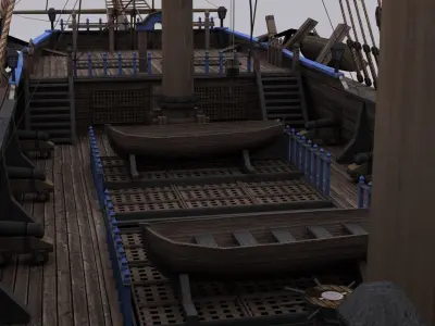 Frigate blue Low-poly 3D model