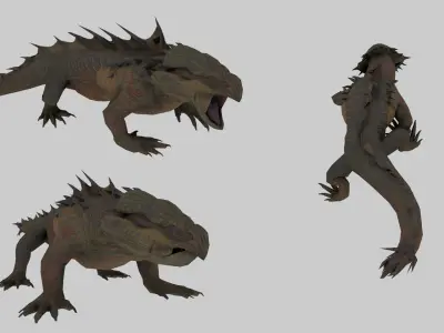 Reptilian Guardian of the Mossy Forest  Game Ready 3D Model Low-poly 3D model