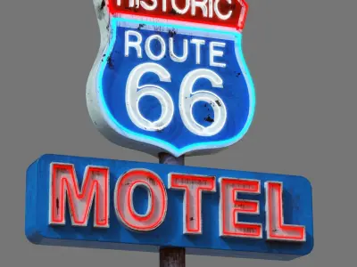 Street Sign Neon Route 66 3D model
