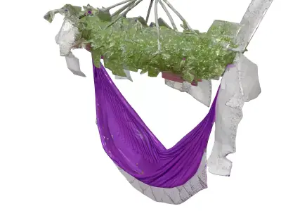 Decorative Hanging Hammock with Plants 3D model