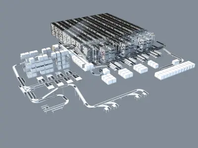 Conveyor Belt Scene warehouse 3D model