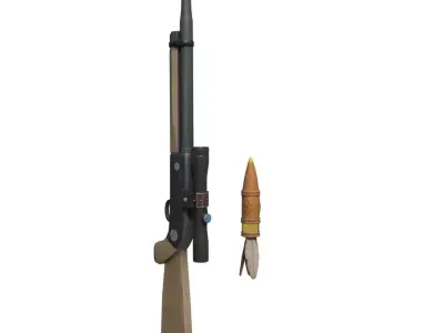 Traditional Tranquilizer Gun with Dart Ammo Stylized 3D Model Low-poly 3D model