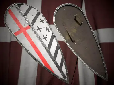 Medieval templar knight big shield Low-poly 3D model