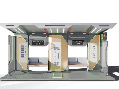 Sci-Fi Futuristic Bus Stop Low-poly 3D model purchase