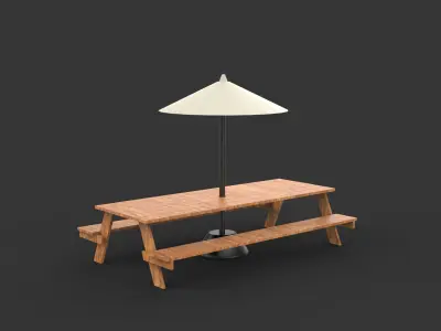 Picnic Table 3D model 5