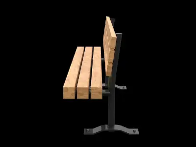 Public Bench V-05 Low-poly 3D model
