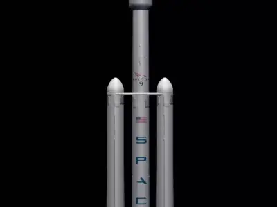 Low poly 3D model of the falcon heavy Low-poly 3D model
