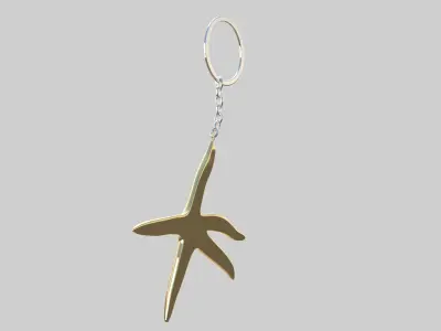 starfish keychain golden 3D model