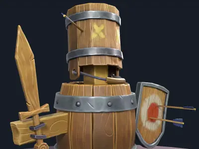 Stylized training dummy Low-poly 3D model